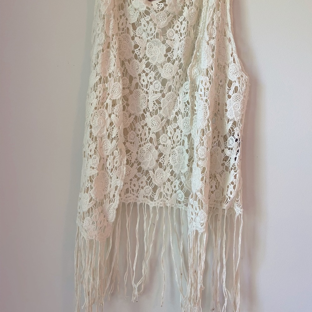 Vintage Fringe White Vest 70’s Inspired